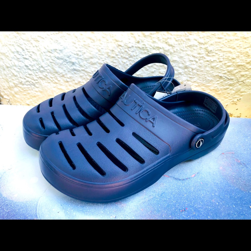 NAUTICA River Edge CROCS Clog Slides Shoes Men’s SIZE 9 Navy BLUE 🔥